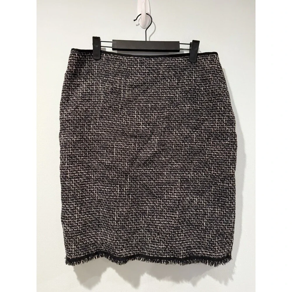 Tahari Tweed Wool Pencil Skirt Womens XL Textured Lined Career Academia Office